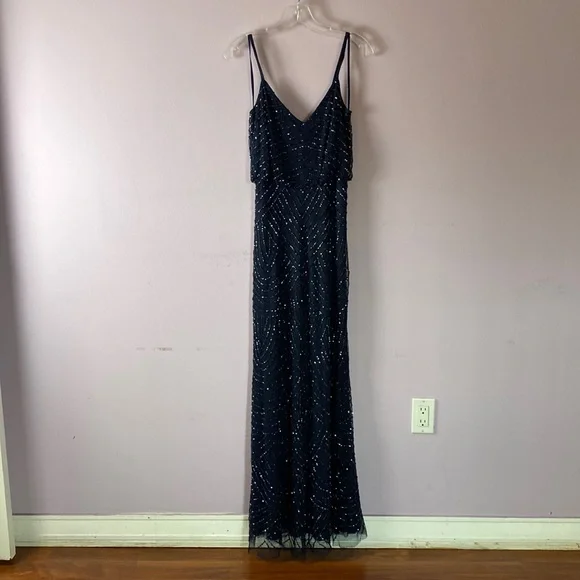 adrianna papell art deco beaded blouson dress Adrianna Papell | Dresses | Adrianna Papell Collection Art Deco Beaded  Blouson Gown Size 8 Taupe Guc